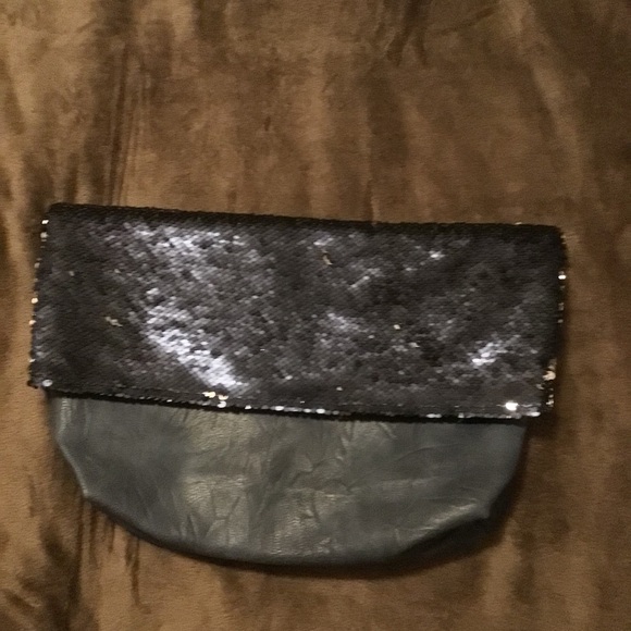 NWT Anthropologie Leather/Sequin Clutch - Picture 1 of 10